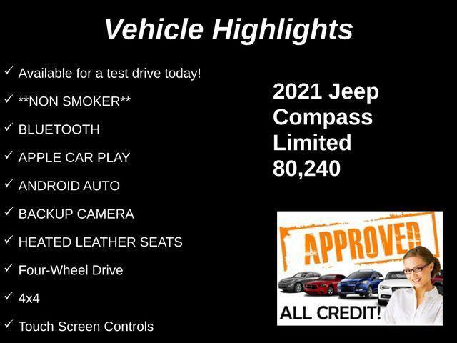 used 2021 Jeep Compass car, priced at $18,417