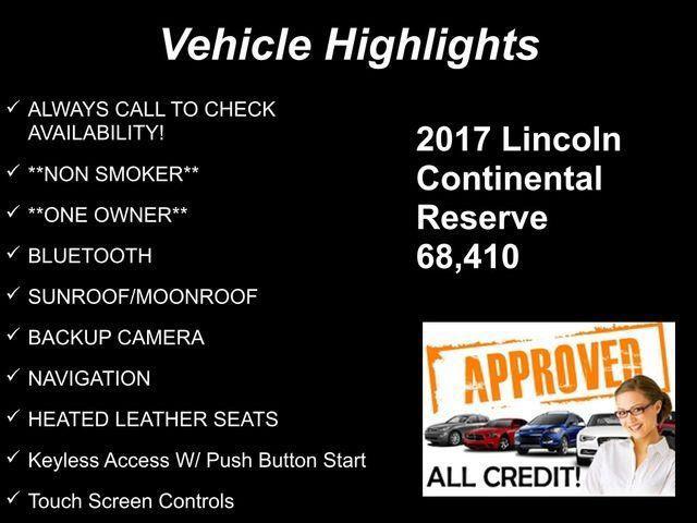 used 2017 Lincoln Continental car, priced at $17,936
