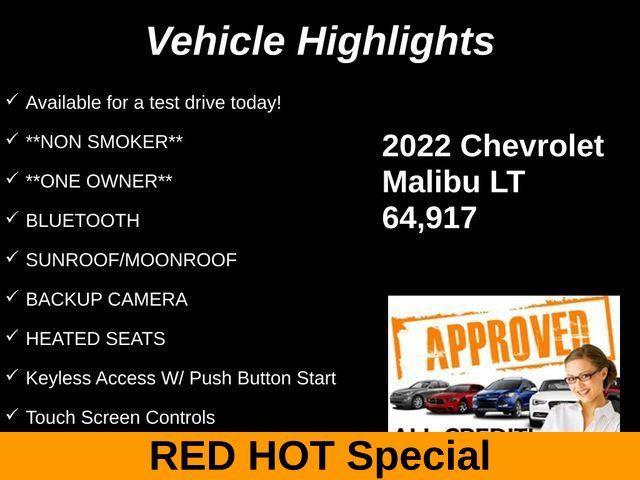 used 2022 Chevrolet Malibu car, priced at $16,626