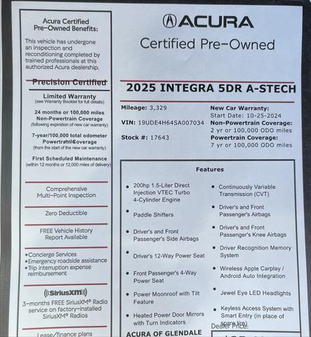 used 2025 Acura Integra car, priced at $34,988