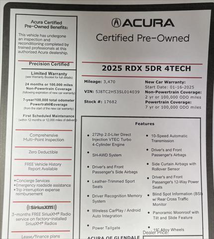 used 2025 Acura RDX car, priced at $43,988