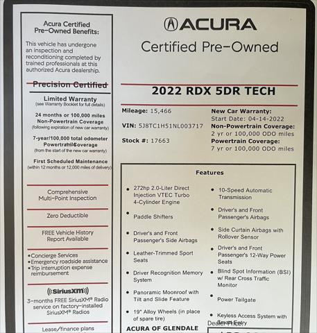 used 2022 Acura RDX car, priced at $33,988