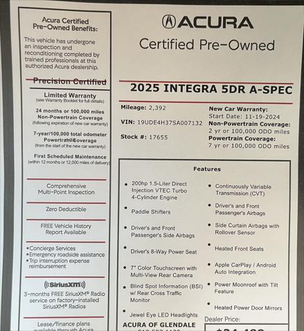 used 2025 Acura Integra car, priced at $34,488
