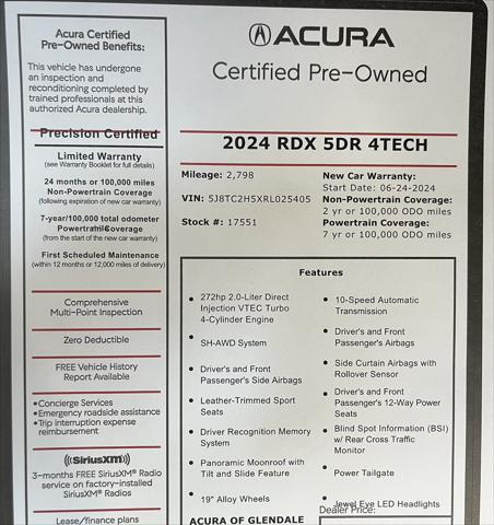 used 2024 Acura RDX car, priced at $42,988