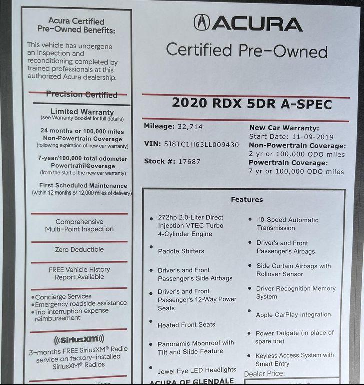 used 2020 Acura RDX car, priced at $31,488