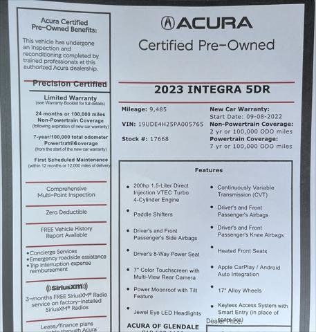 used 2023 Acura Integra car, priced at $27,488