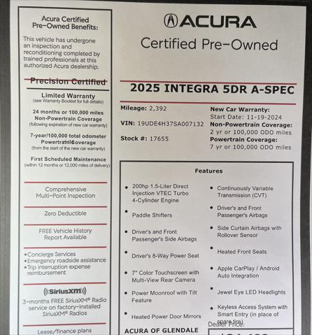 used 2025 Acura Integra car, priced at $34,488