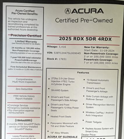 used 2025 Acura RDX car, priced at $41,988