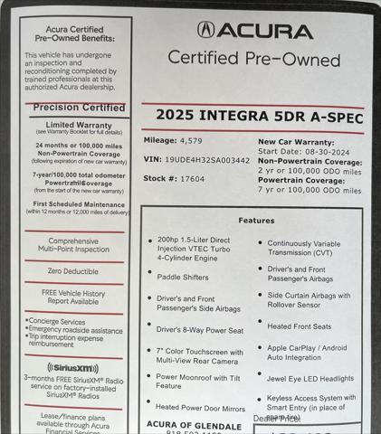 used 2025 Acura Integra car, priced at $32,488