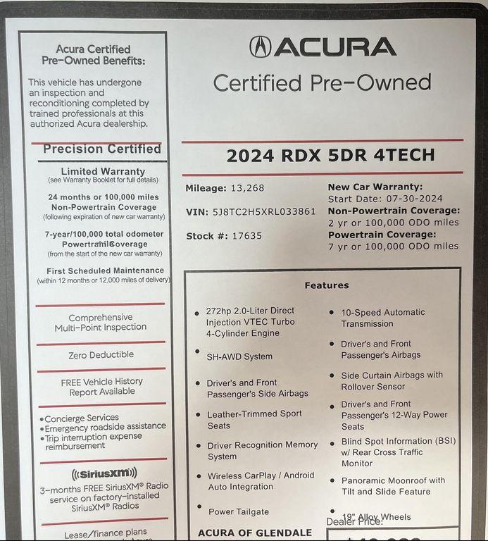 used 2024 Acura RDX car, priced at $39,988
