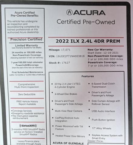 used 2022 Acura ILX car, priced at $26,488