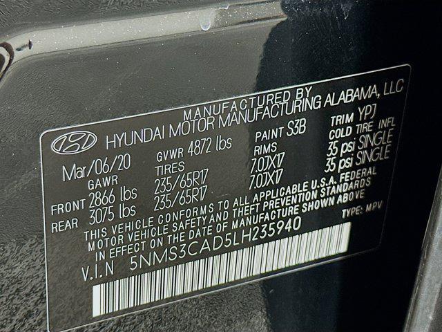 used 2020 Hyundai Santa Fe car, priced at $19,996