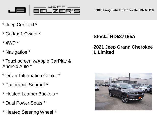 used 2021 Jeep Grand Cherokee L car, priced at $30,441