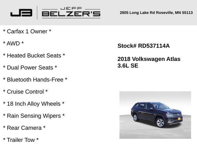 used 2018 Volkswagen Atlas car, priced at $18,828