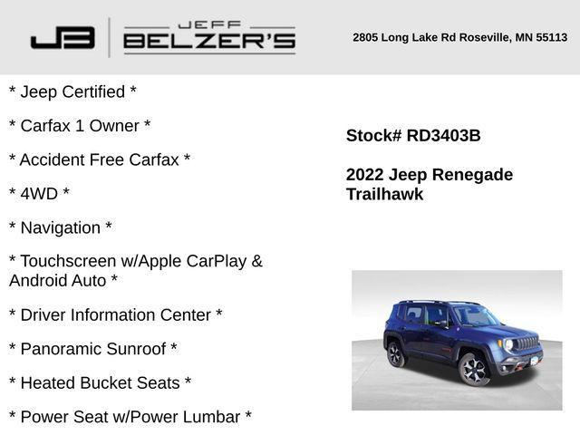 used 2022 Jeep Renegade car, priced at $21,487