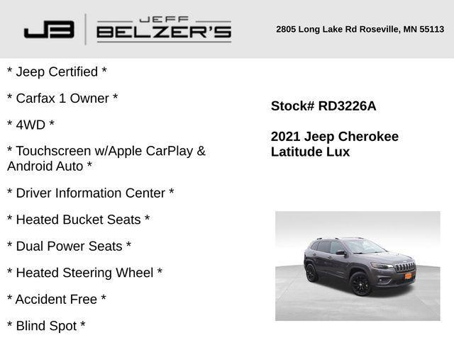 used 2021 Jeep Cherokee car, priced at $24,979