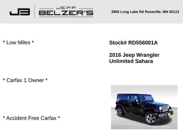 used 2016 Jeep Wrangler Unlimited car, priced at $22,462
