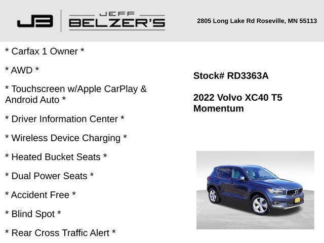used 2022 Volvo XC40 car, priced at $23,000