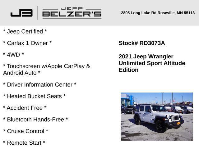 used 2021 Jeep Wrangler Unlimited car, priced at $28,818