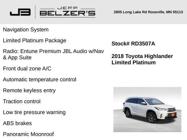 used 2018 Toyota Highlander car, priced at $30,615