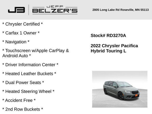 used 2022 Chrysler Pacifica Hybrid car, priced at $37,986