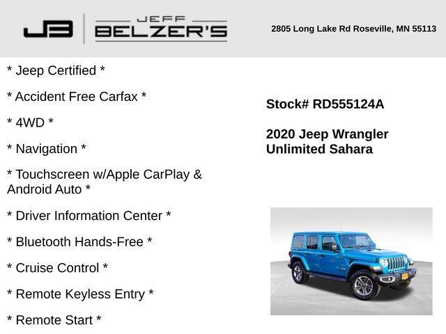 used 2020 Jeep Wrangler Unlimited car, priced at $30,209