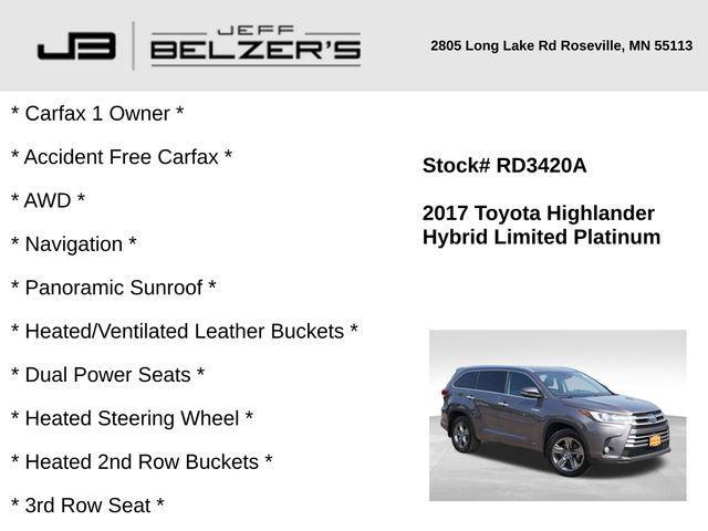 used 2017 Toyota Highlander Hybrid car, priced at $14,989