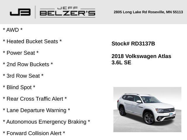 used 2018 Volkswagen Atlas car, priced at $17,493