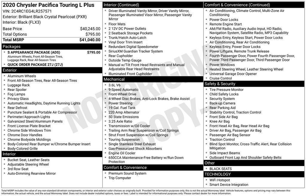 used 2020 Chrysler Pacifica car, priced at $21,997
