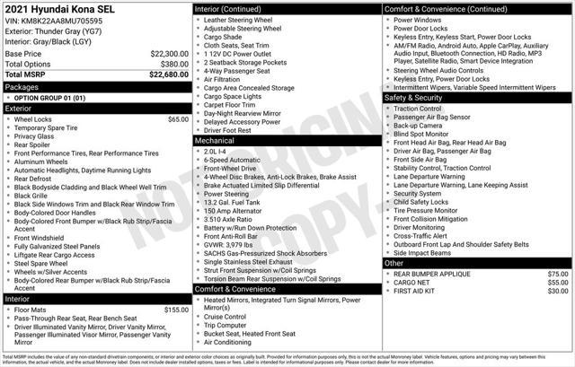 used 2021 Hyundai Kona car, priced at $17,990