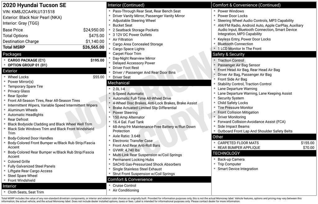 used 2020 Hyundai Tucson car, priced at $16,997