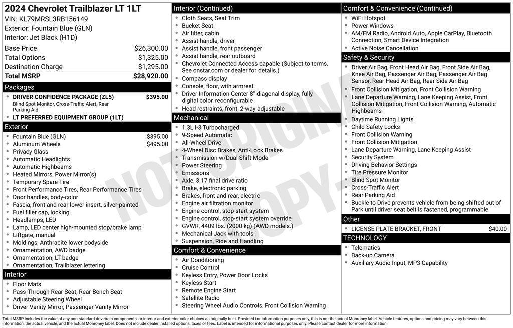 used 2024 Chevrolet TrailBlazer car, priced at $23,667