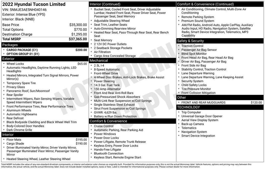used 2022 Hyundai Tucson car, priced at $19,775