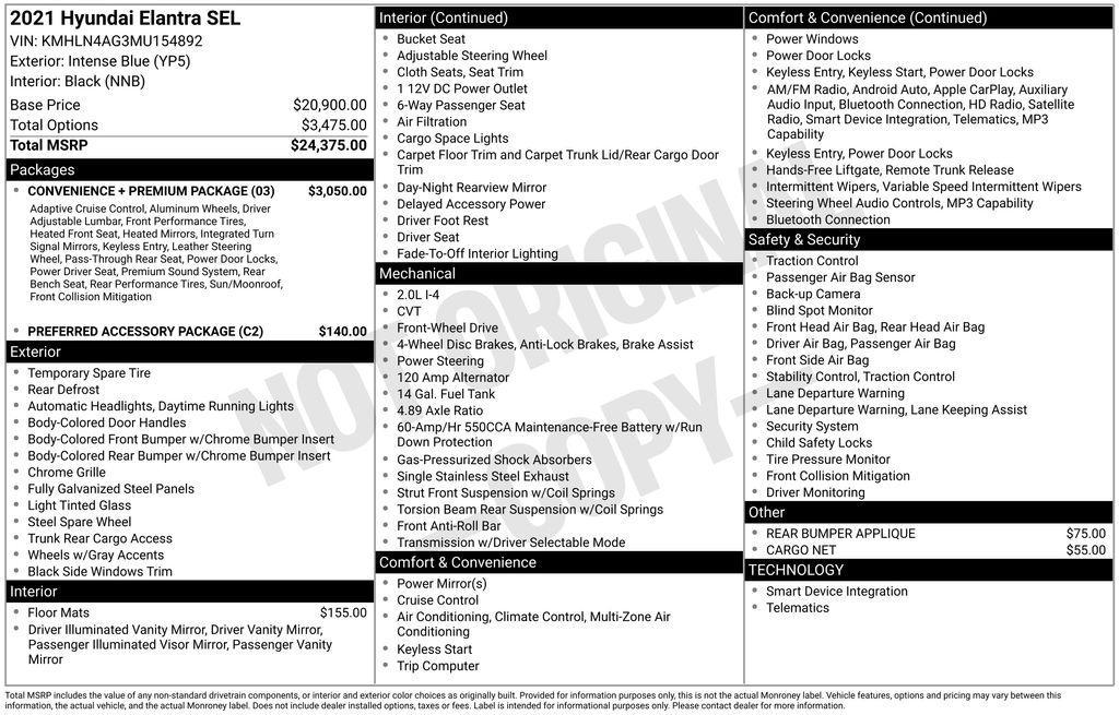 used 2021 Hyundai Elantra car, priced at $16,783