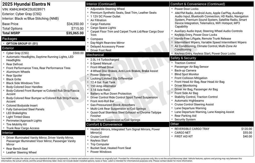 used 2025 Hyundai ELANTRA N car, priced at $32,878