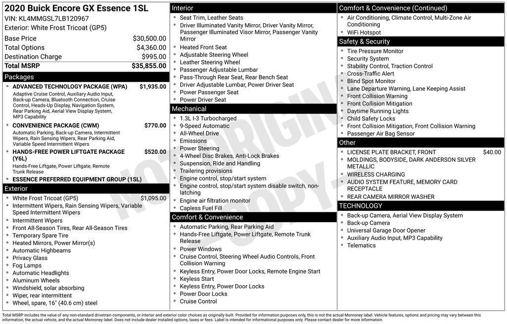 used 2020 Buick Encore GX car, priced at $18,997