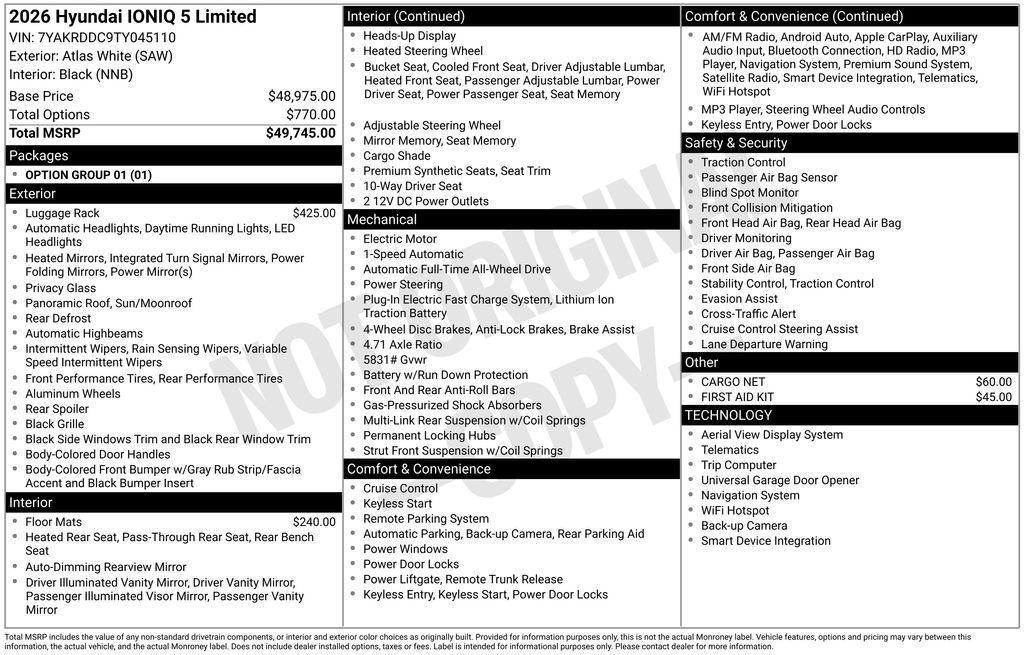 new 2026 Hyundai IONIQ 5 car, priced at $49,595