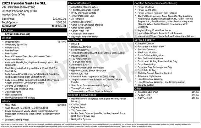 used 2023 Hyundai Santa Fe car, priced at $19,990