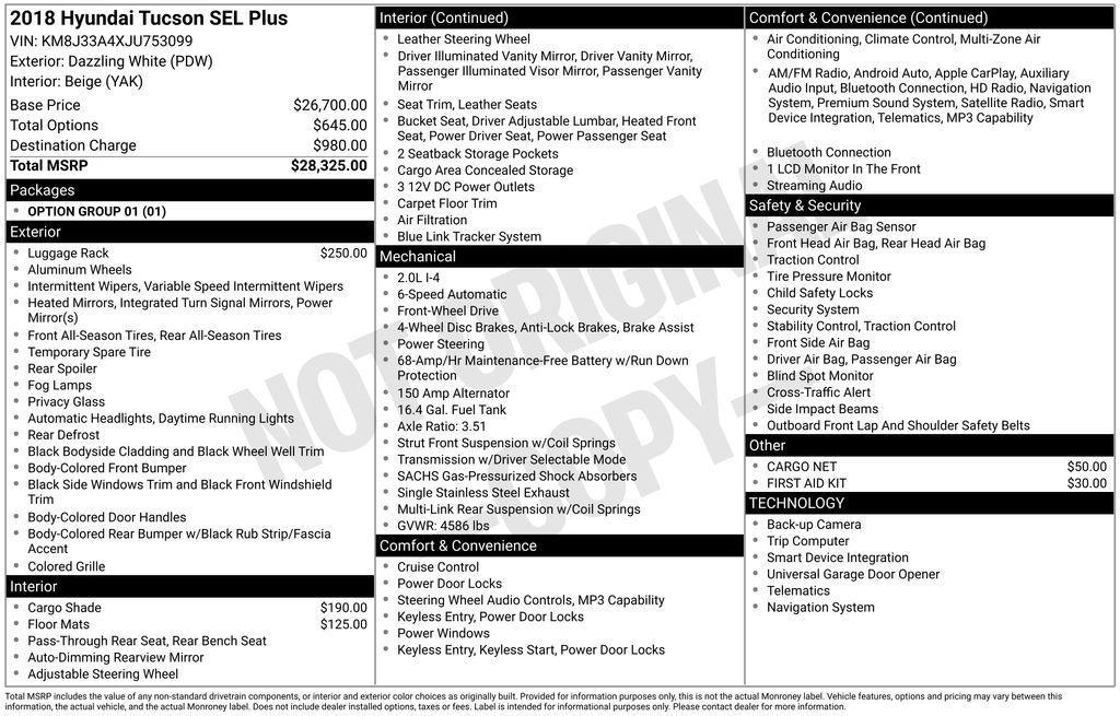 used 2018 Hyundai Tucson car, priced at $15,557