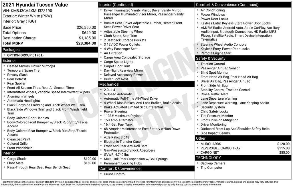 used 2021 Hyundai Tucson car, priced at $14,425