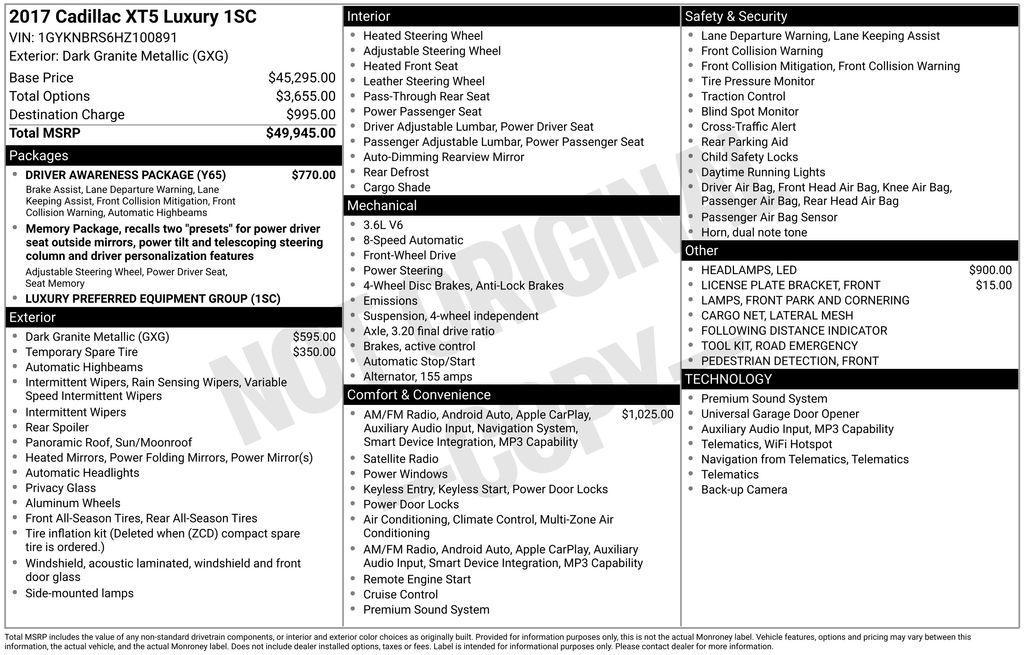 used 2017 Cadillac XT5 car, priced at $17,557