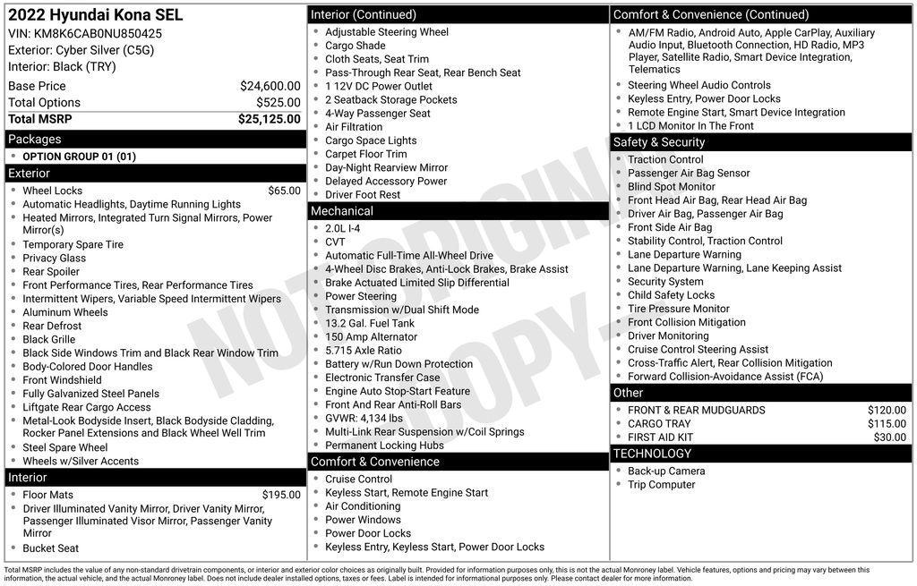 used 2022 Hyundai Kona car, priced at $18,987