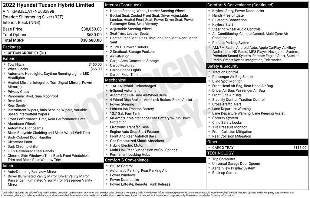 used 2022 Hyundai TUCSON Hybrid car, priced at $27,990