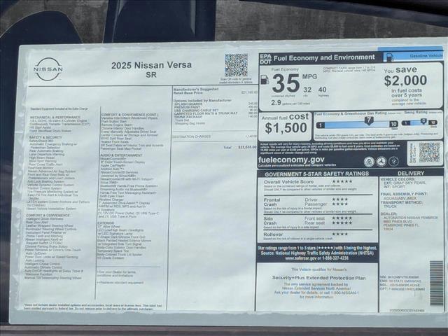 new 2025 Nissan Versa car, priced at $23,155