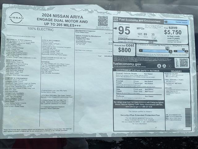 new 2024 Nissan ARIYA car, priced at $43,906