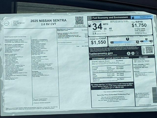 new 2025 Nissan Sentra car, priced at $23,239