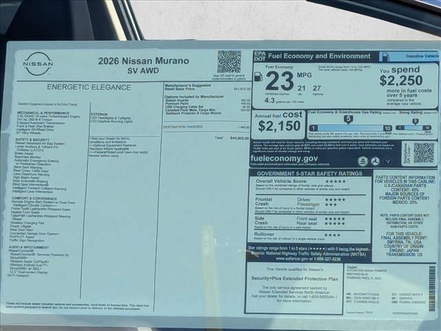 new 2026 Nissan Murano car, priced at $44,505