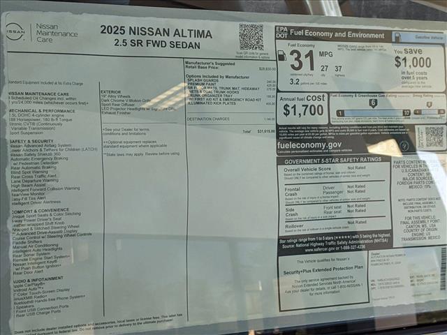 new 2025 Nissan Altima car, priced at $28,850