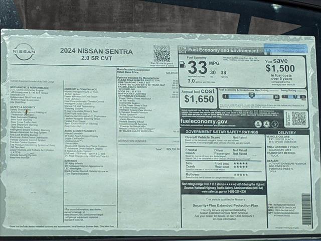 new 2024 Nissan Sentra car, priced at $24,416