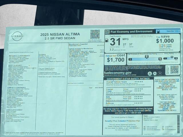 new 2025 Nissan Altima car, priced at $32,229